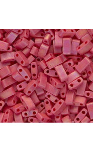 Miyuki half tila 5x2.4mm beads - Opaque dark red matted ab HTL-408FR